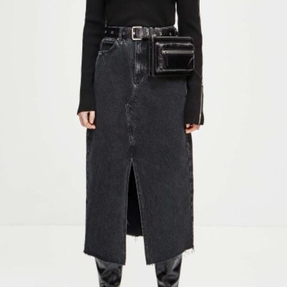 Mo&co. Black denim skirt - Picture 1 of 13
